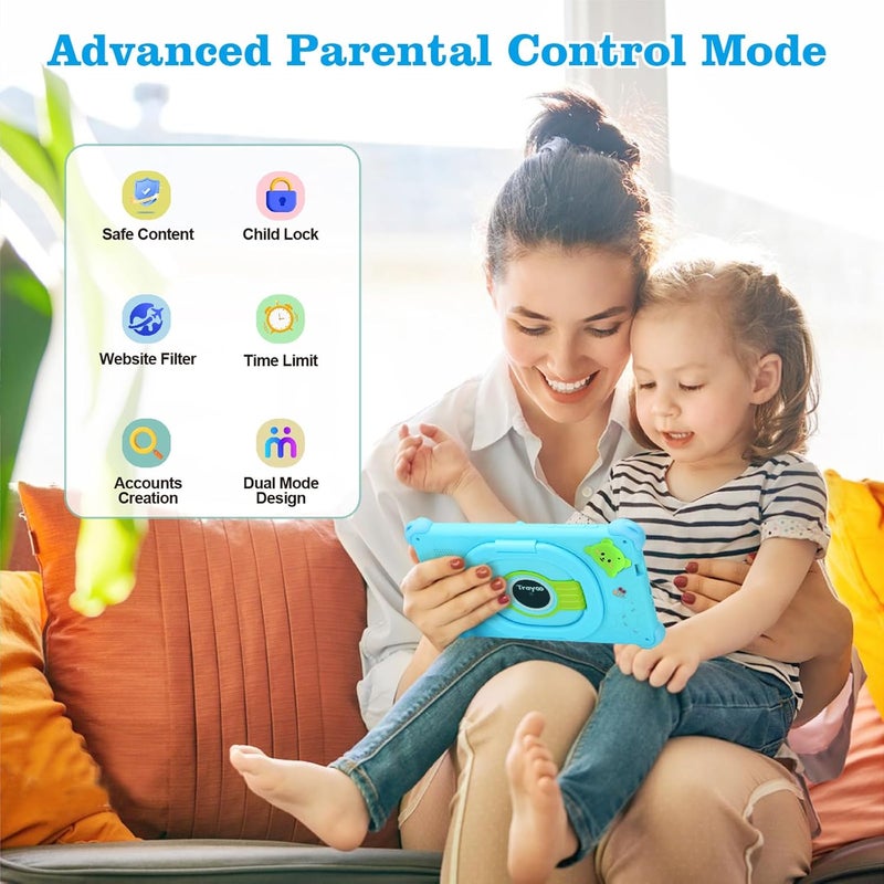 Trayoo Kids Tablet, 7 inch Tablets for Kids, 32GB Toddler Tablet with Case Included, Parental Control, Dual Camera, GMS, WiFi (Blue) - Image 4